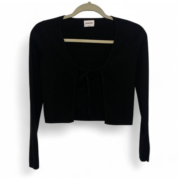 Sunday Best Sweaters - Sunday Best Aritzia Samantha Black Tie Front Cropped Cardigan Sweater Size Small